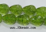 COQ111 15.5 inches 13*18mm faceted teardrop dyed olive quartz beads