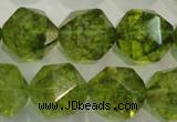 COQ120 15.5 inches 16mm faceted nuggets dyed olive quartz beads