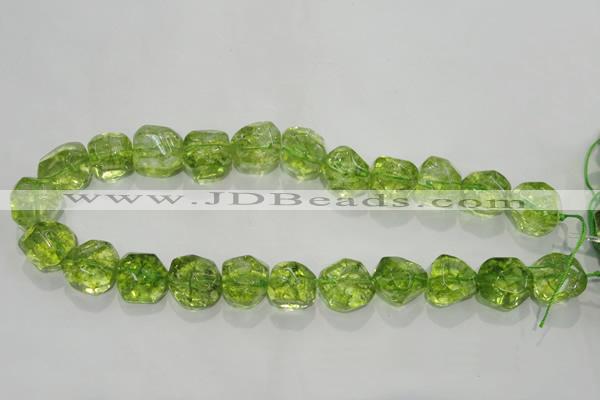 COQ125 15.5 inches 18mm nuggets dyed olive quartz beads