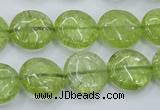 COQ25 16 inches 15mm flat round dyed olive quartz beads wholesale