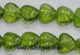 COQ30 15.5 inches 14*14mm heart dyed olive quartz beads wholesale