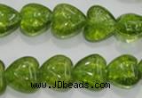 COQ32 15.5 inches 18*18mm heart dyed olive quartz beads wholesale