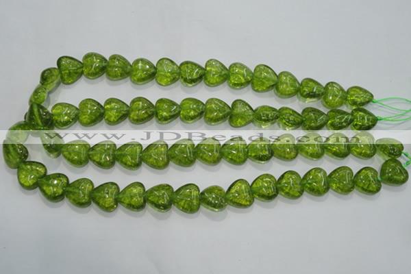 COQ32 15.5 inches 18*18mm heart dyed olive quartz beads wholesale