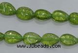 COQ40 15.5 inches 8*12mm flat teardrop dyed olive quartz beads