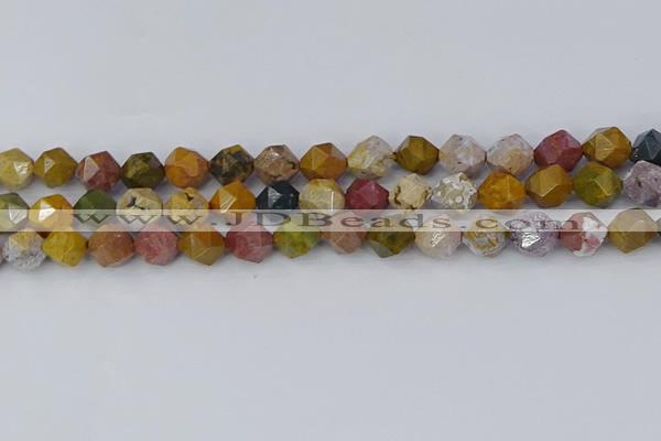 COS212 15.5 inches 10mm faceted nuggets ocean jasper beads