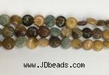 COS244 15.5 inches 12mm flat round ocean stone beads wholesale