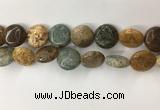 COS246 15.5 inches 16mm flat round ocean stone beads wholesale