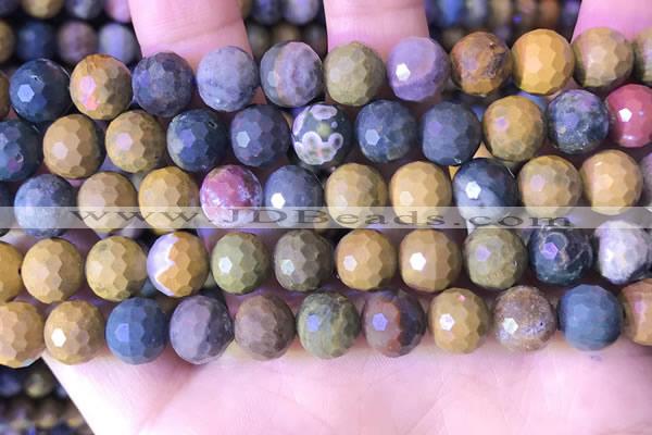 COS312 15.5 inches 9mm - 10mm faceted round ocean jasper beads