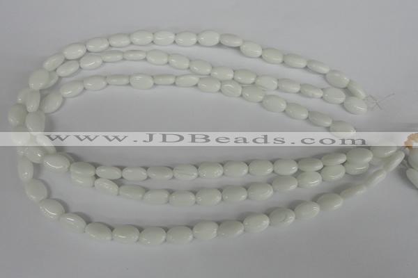 COV58 15.5 inches 8*12mm oval white porcelain beads wholesale