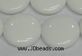 CPB100 15.5 inches 25mm flat round white porcelain beads wholesale