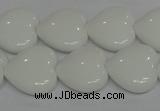 CPB105 15.5 inches 18*18mm heart white porcelain beads wholesale