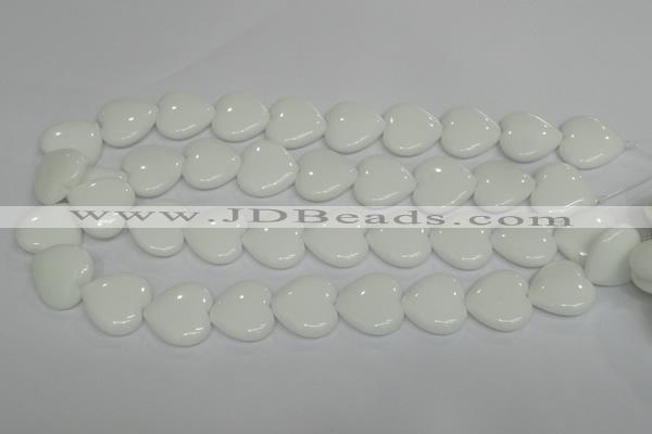 CPB106 15.5 inches 20*20mm heart white porcelain beads wholesale