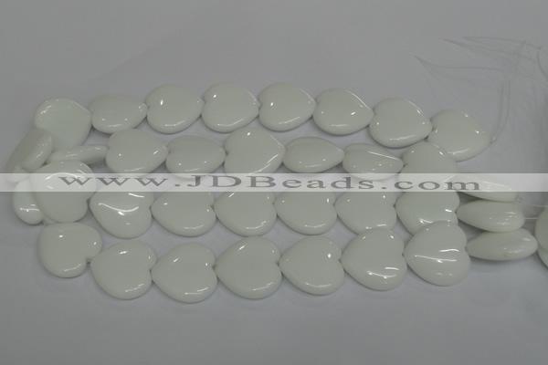 CPB107 15.5 inches 25*25mm heart white porcelain beads wholesale