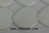 CPB108 15.5 inches 30*30mm heart white porcelain beads wholesale