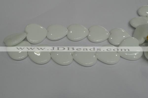 CPB109 15.5 inches 35*35mm heart white porcelain beads wholesale