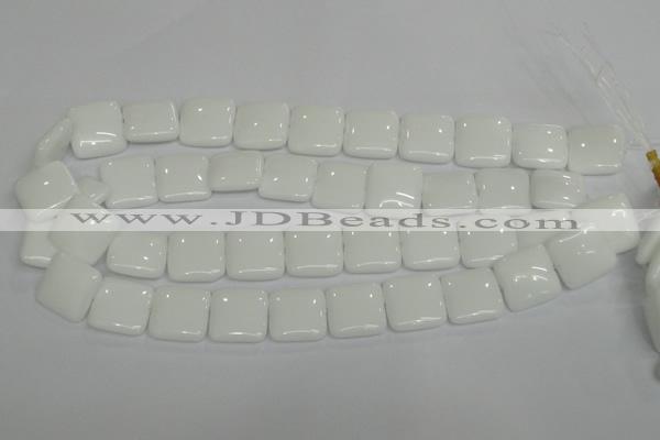 CPB115 15.5 inches 20*20mm square white porcelain beads wholesale