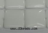 CPB116 15.5 inches 25*25mm square white porcelain beads wholesale