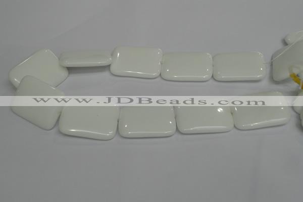 CPB125 15.5 inches 30*40mm rectangle white porcelain beads wholesale