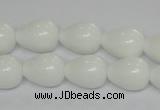 CPB22 15.5 inches 10*14mm teardrop white porcelain beads wholesale