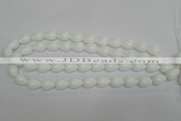 CPB22 15.5 inches 10*14mm teardrop white porcelain beads wholesale