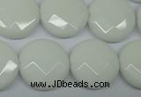 CPB304 15 inches 18mm faceted coin white porcelain beads