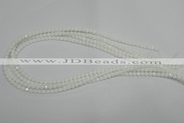 CPB31 15.5 inches 4mm faceted round white porcelain beads wholesale