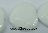 CPB316 15 inches 30*30mm faceted heart white porcelain beads