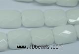 CPB329 15 inches 12*16mm faceted rectangle white porcelain beads