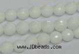 CPB33 15.5 inches 8mm faceted round white porcelain beads wholesale