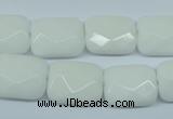 CPB330 15 inches 13*18mm faceted rectangle white porcelain beads