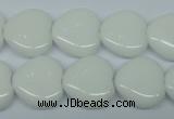 CPB350 15 inches 12*12mm heart white porcelain beads wholesale