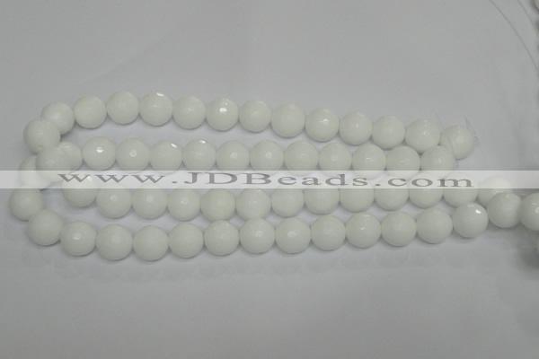 CPB36 15.5 inches 14mm faceted round white porcelain beads wholesale