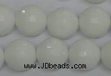 CPB37 15.5 inches 16mm faceted round white porcelain beads wholesale