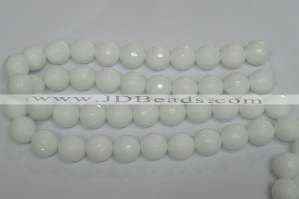 CPB38 15.5 inches 18mm faceted round white porcelain beads wholesale