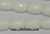 CPB42 15.5 inches 12*16mm faceted drum white porcelain beads