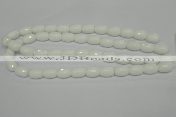 CPB42 15.5 inches 12*16mm faceted drum white porcelain beads