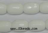 CPB43 15.5 inches 13*18mm faceted drum white porcelain beads