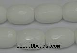 CPB44 15.5 inches 15*20mm faceted drum white porcelain beads