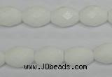 CPB46 15.5 inches 10*14mm faceted rice white porcelain beads