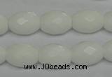 CPB47 15.5 inches 12*16mm faceted rice white porcelain beads