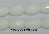 CPB48 15.5 inches 13*18mm faceted rice white porcelain beads