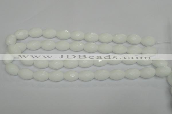 CPB48 15.5 inches 13*18mm faceted rice white porcelain beads