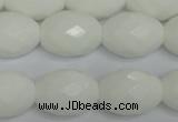 CPB49 15.5 inches 15*20mm faceted rice white porcelain beads