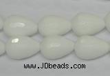 CPB52 15.5 inches 12*16mm faceted teardrop white porcelain beads