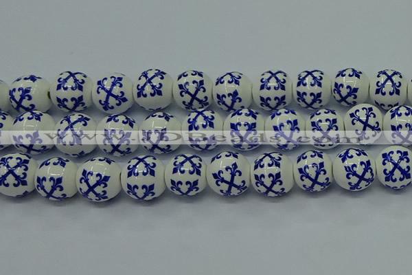 CPB523 15.5 inches 10mm round Painted porcelain beads