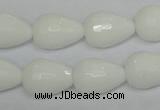 CPB53 15.5 inches 13*18mm faceted teardrop white porcelain beads