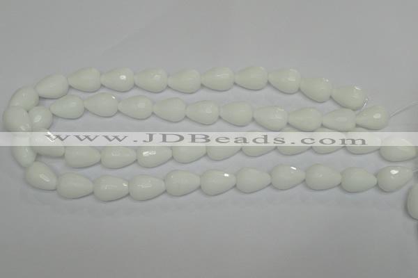 CPB53 15.5 inches 13*18mm faceted teardrop white porcelain beads