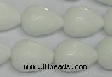 CPB54 15.5 inches 15*20mm faceted teardrop white porcelain beads