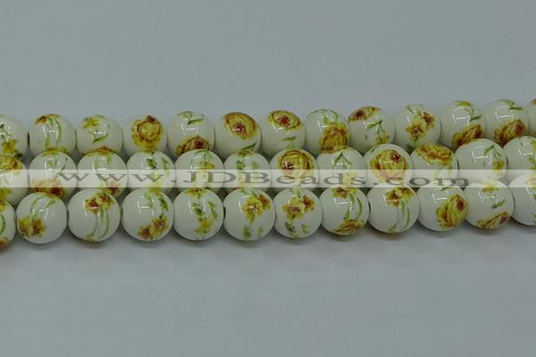 CPB561 15.5 inches 6mm round Painted porcelain beads