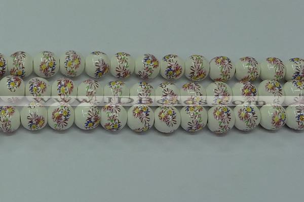 CPB571 15.5 inches 6mm round Painted porcelain beads